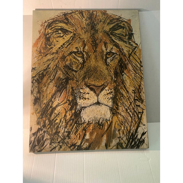 Mid-Century Modern Vintage Mid Century Modern Lion Portrait Painting by Fritz Rudolf Hug Framed 60s 1960s MCM Mid 20th Century For Sale - Image 3 of 12