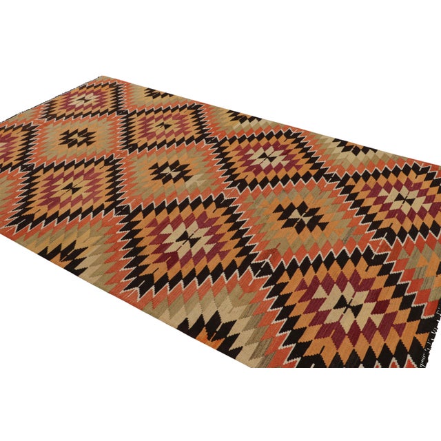 Rug & Kilim Vintage Mid-Century Malatya Geometric Green and Burgundy Red Wool Kilim Rug For Sale - Image 4 of 7