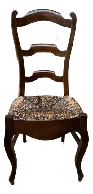Mid 20th Century French Country Style High Ladder Back Rush Seat Side Chairs