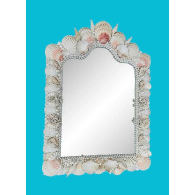 Wood 1970s Miami Beach Monumental Coastal Seashell Mirror For Sale - Image 7 of 10