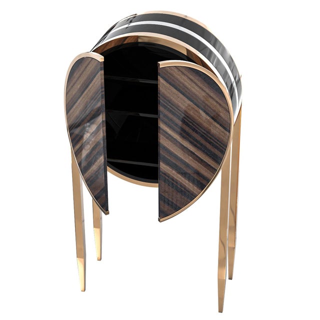 "Elisir" Credenza With Stainless Steel and Bronze For Sale In Los Angeles - Image 6 of 9