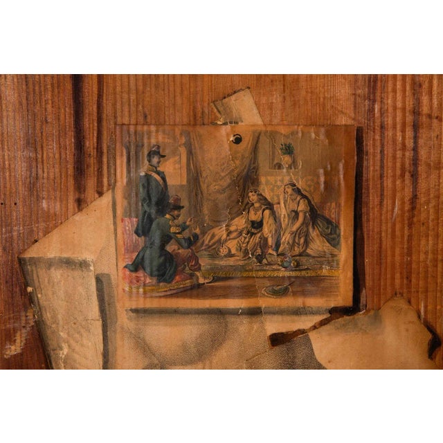 Pair of French Worn Pine Decoupage & Trompe l'Oeil Doors For Sale - Image 9 of 12