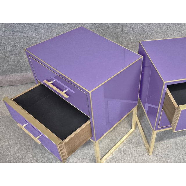 Not Yet Made - Made To Order Bedside Tables in Violet Glass by Justfurnituress, Set of 2 For Sale - Image 5 of 9
