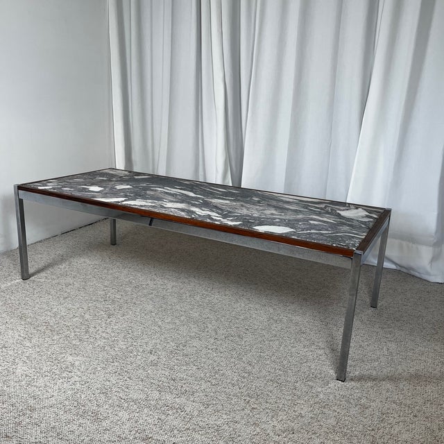 Mid-Century Modern Coffee Table in Metal, Walnut and Arabescato Marble, Italy, 1970 For Sale - Image 6 of 18
