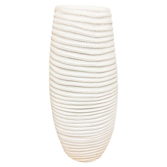 2000 - 2009 Ribbed Textured Coiled "Coco" Ceramic Vase W/ Matte Finish by Bahari For Sale - Image 5 of 10