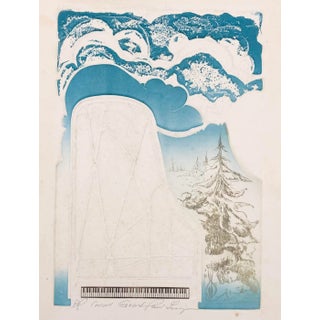 Concert Grand Piano Embossed Etching For Sale