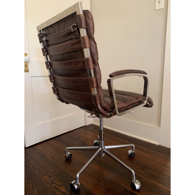 Modern Restoration Hardware Oviedo Leather Desk Chair | Chairish