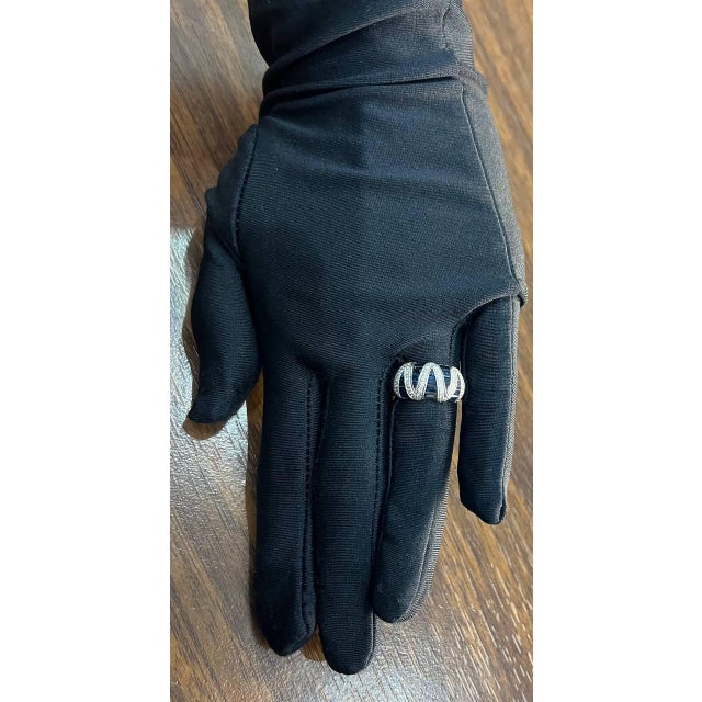 Blue Sapphire Precision Square Cut Diamonds 14k White Gold Statement Band Ring, Size 7 For Sale - Image 9 of 12