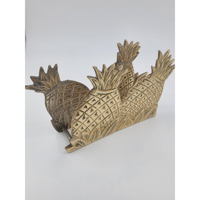 Vintage Hollywood Regency Solid Brass Pineapple Napkin Holder For Sale - Image 11 of 11