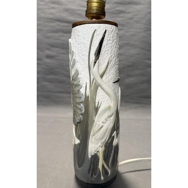 1960s Porcelain Table Lamp with Heron Motifs, 1965 For Sale - Image 5 of 10
