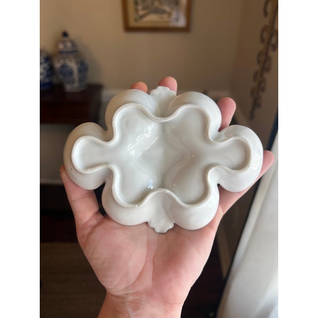 French Early 1900’s French Lustreware Floral Oyster Plate, Deviled Egg Plate Unique Shape For Sale - Image 3 of 10