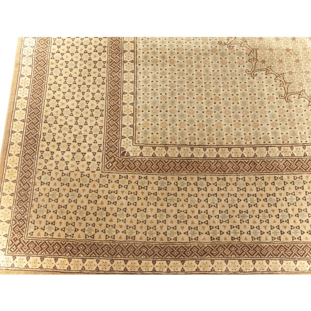 Textile Fine 1920s Persian Ghom Beige and Brown Handwoven Wool Rug For Sale - Image 7 of 7