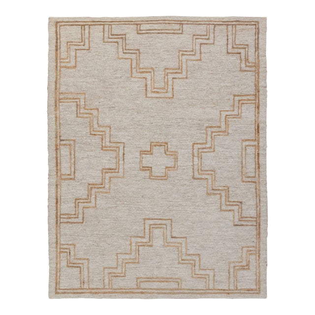 9x12Ft. Natural Jute Cream Taureg Inspired Soumek Jute Hand Woven Rug For Sale