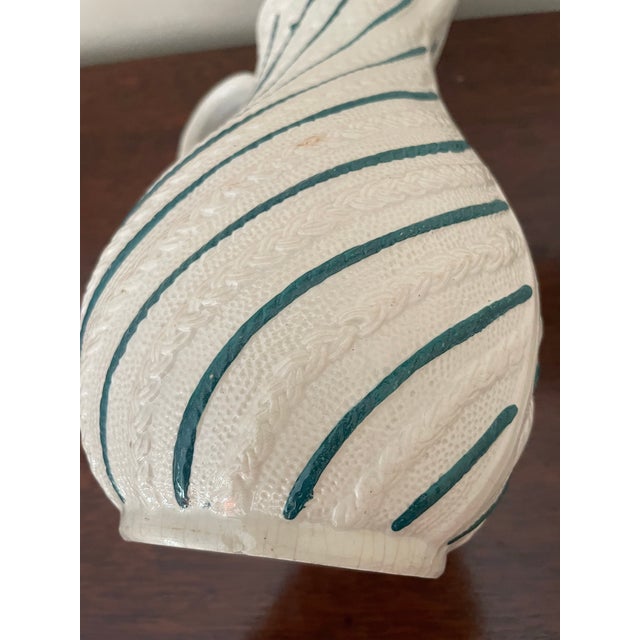 Off-white Pair of Antique Striped Pitchers For Sale - Image 8 of 8