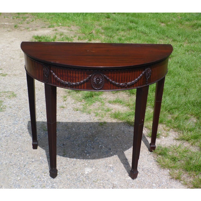 Antique Federal Style Mahogany Demilune Sofa Console Table Entry Foyer