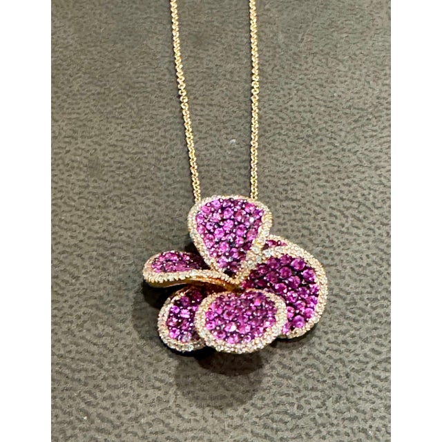 Designer Effy's Natural Pink Sapphire & Diamond Pendant /Necklace 14Kt Rose Gold For Sale In New York - Image 6 of 18