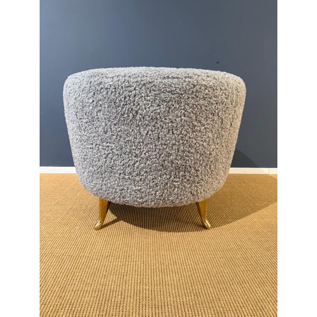 Pair of French Wool Boucle Pouf Dining Stools For Sale - Image 17 of 18
