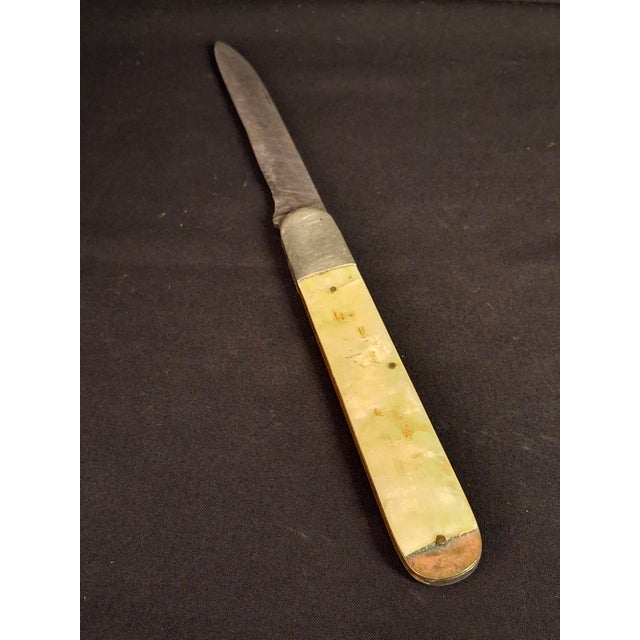Religious Rare Antique 1920s Judaica Folding Challah Knife Shabbat Kodesh Celluloid Czech For Sale - Image 3 of 17