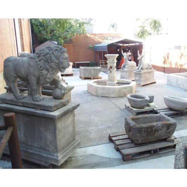 Hand-carved from 14 pieces of French estaillade limestone, this octagonal center fountain would make a wonderful addition...