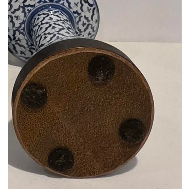 Early 20th Century Vintage Thai Blue & White Porcelain Candlestick Holders - Set of 3 For Sale - Image 5 of 5
