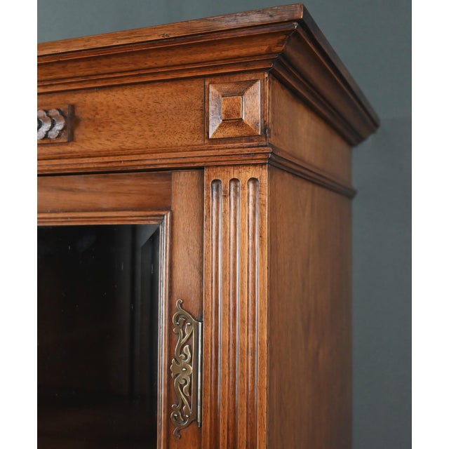 Brown Early 20th Century Louis XVI Style Walnut Display Cabinet For Sale - Image 8 of 18