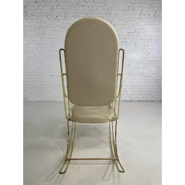 Rocking Chair in Brass and Imitation Leather, 1950s For Sale - Image 11 of 13