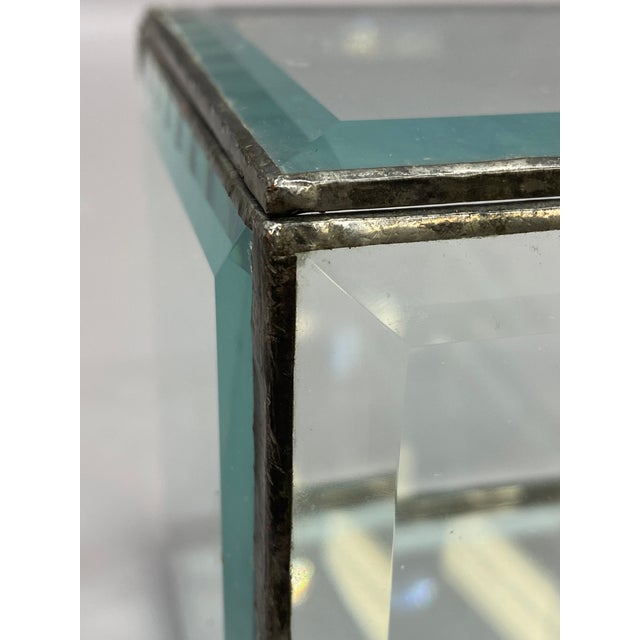 Metal 1980s Faceted Crystal Panel Showcase Cube For Sale - Image 7 of 8