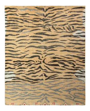Handknotted Amber Gold Tiger Stripe Rug, 8'x10'