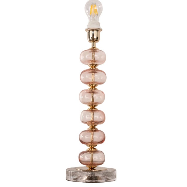 Clear Murano Glass Table Lamp with Pink Balls, Italy For Sale - Image 11 of 11