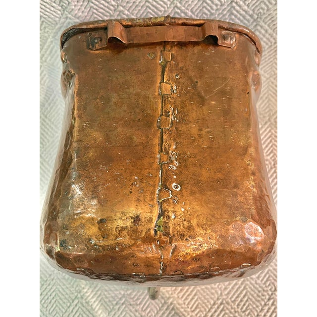 Metal Antique French Copper Lavabo Reservoir | European Farmhouse Wall Planter For Sale - Image 7 of 12