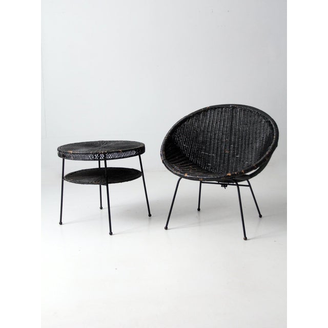 Mid-Century Modern Mid Century Black Wicker Table For Sale - Image 3 of 7