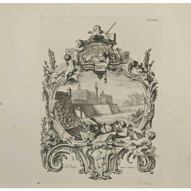 Dreamy landscape is an etching realized by Pierre-Edme Babel in 18th Century. Good conditions. Signed in plate. The...