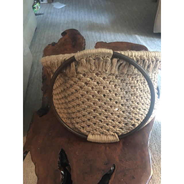 Brown Mid-Century Modern Macramé Wood Magazine Rack For Sale - Image 8 of 10