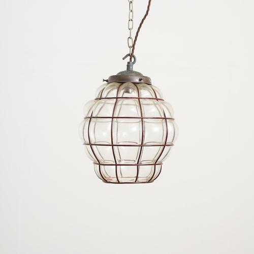 Vintage Murano Style Cage Glass Pendant Light, 1930s For Sale - Image 6 of 6