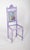 Painted dining chair with pirate figure and eye. High back in carved wood, intervened with contemporary painting in violet...