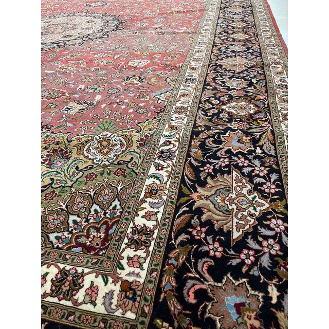 1950s TABRIZ Over 1M KNOTS Fine Silk Highlights with Royal Bird Motifs Rug 9.7 x 13.6 For Sale - Image 13 of 15
