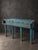Blue Indian Carved Console Table in Turquoise Blue For Sale - Image 8 of 8