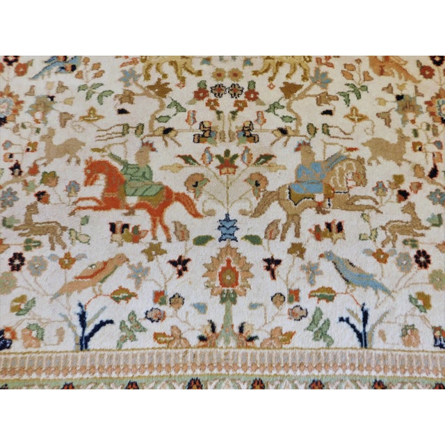 Mid Century Hand Knotted Persian Tabriz Rug, Depicting Royal Hunting Scene. For Sale - Image 4 of 18