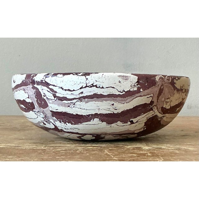 Hollywood Regency Boho Artisan Pigmented Plaster Scagliola Bowl For Sale - Image 3 of 5