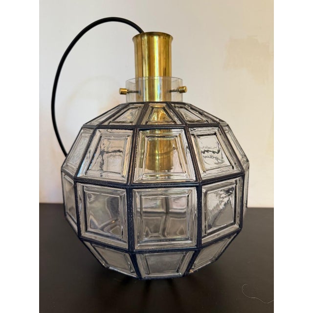Large Glass and Brass Pendant Light from Limburg, Germany, 1960s For Sale - Image 8 of 10