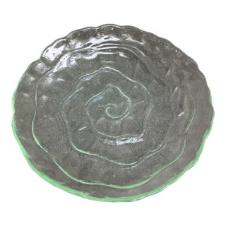 Vintage Consolidated Green Glass Plate Platter Old Spanish Catalonia 10” For Sale