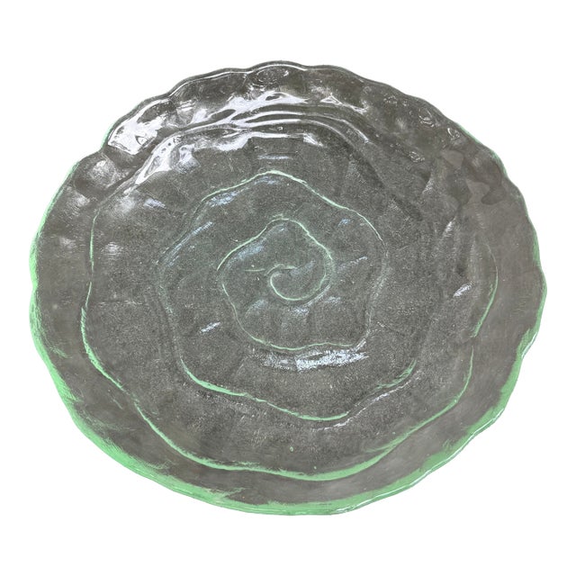Vintage Consolidated Green Glass Plate Platter Old Spanish Catalonia 10” For Sale