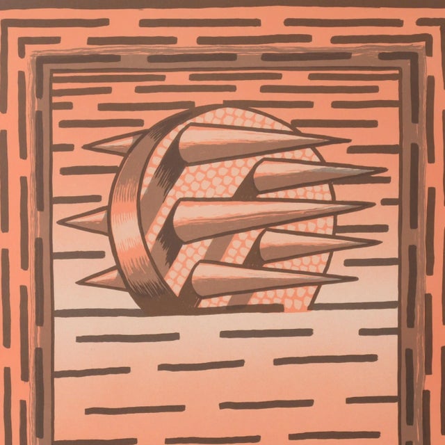 This abstract lithograph in colors was created by the Belgian artist Walter Goossens (1943). It is untitled. This...