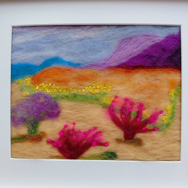 Contemporary Contemporary Fiber Art Blooming Desert Landscape Set With Haiku by Paula Darnell For Sale - Image 3 of 9
