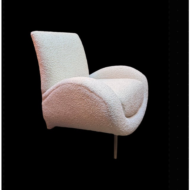 Mid Century Postmodern Italian Slant Back Club Chairs Newly Reupholstered - Pair For Sale - Image 9 of 13
