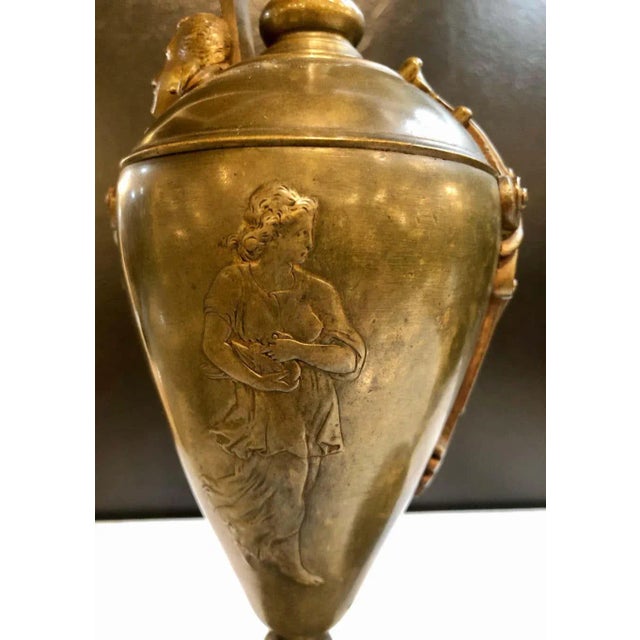 Metal Classical Figural Bronze Neoclassical Ewers, 19th Century - a Pair For Sale - Image 7 of 11