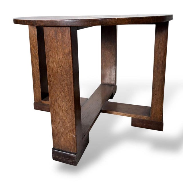 Arts & Crafts Oak Circular Low Table, 1890s For Sale - Image 6 of 9