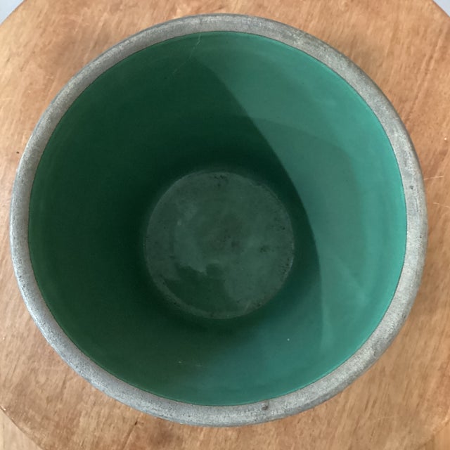 Early 20th Century Circa 1920 Original Red Wing Union Brush Ware Green Pottery Jardiniere/Planter For Sale - Image 5 of 12
