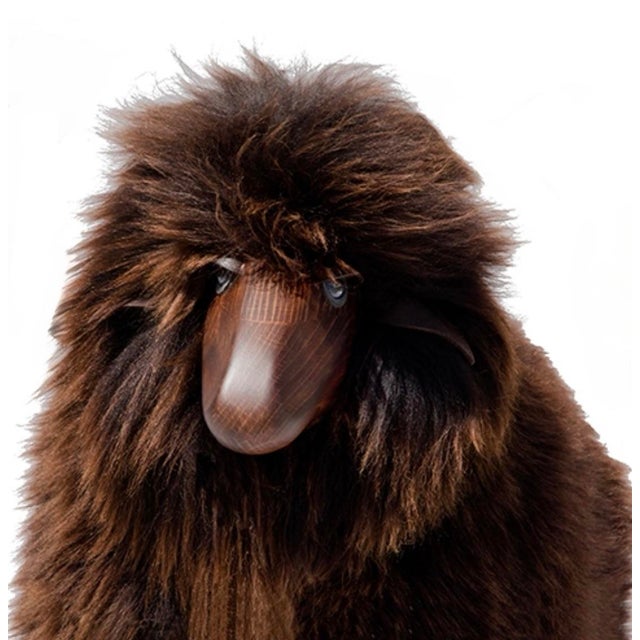 Equal parts iconic and adorable, this large life-sized Lalanne-style lamb is made of wood with leather ears and brown fur....