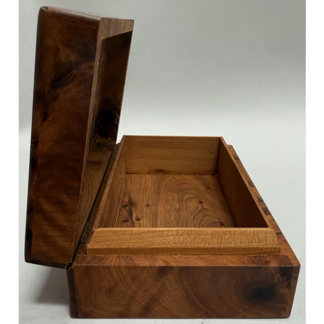 Brown Early 20th Century Vintage Moroccan Amboyna Burl Wood Box For Sale - Image 8 of 10